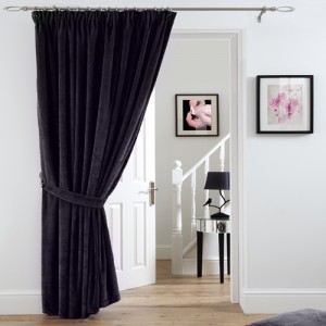Velvet Velour Door Curtain Black