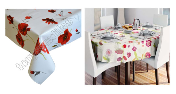 Poppies Plastic Tablecloth & PVC Wipe Clean Vinyl Table Cloth - Floral Pink 