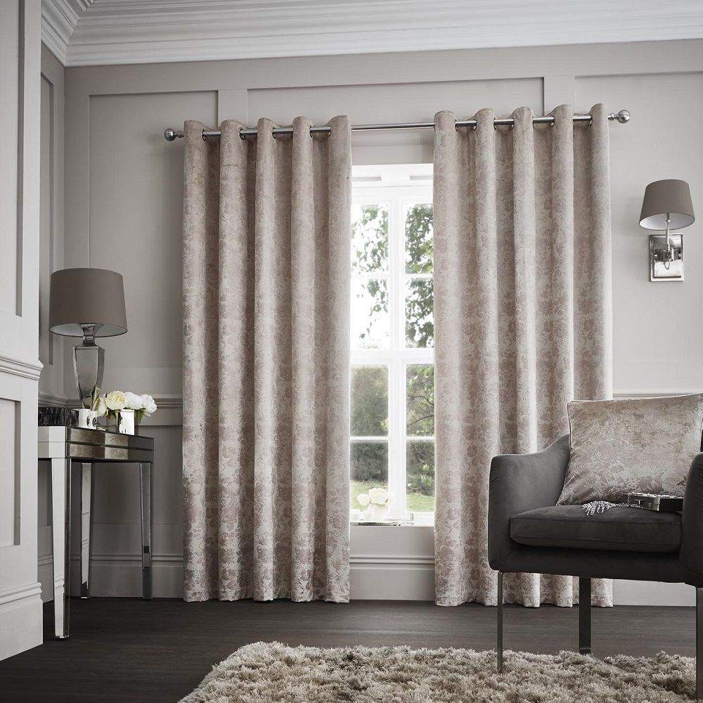 Luxury Curtina Downton Velvet Heavy Weight Lined Eyelet Curtains Graphite Silver 