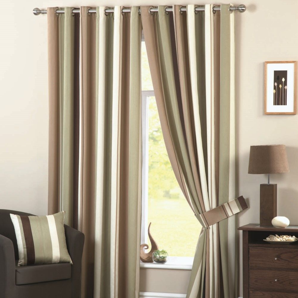 Eyelet Lined Curtains Whitworth Stripe Duck Egg 