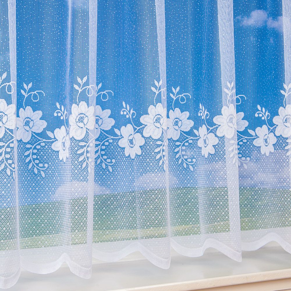 Sold By The Metre Butterfly Floral Net Curtain In White Multiple Sizes 