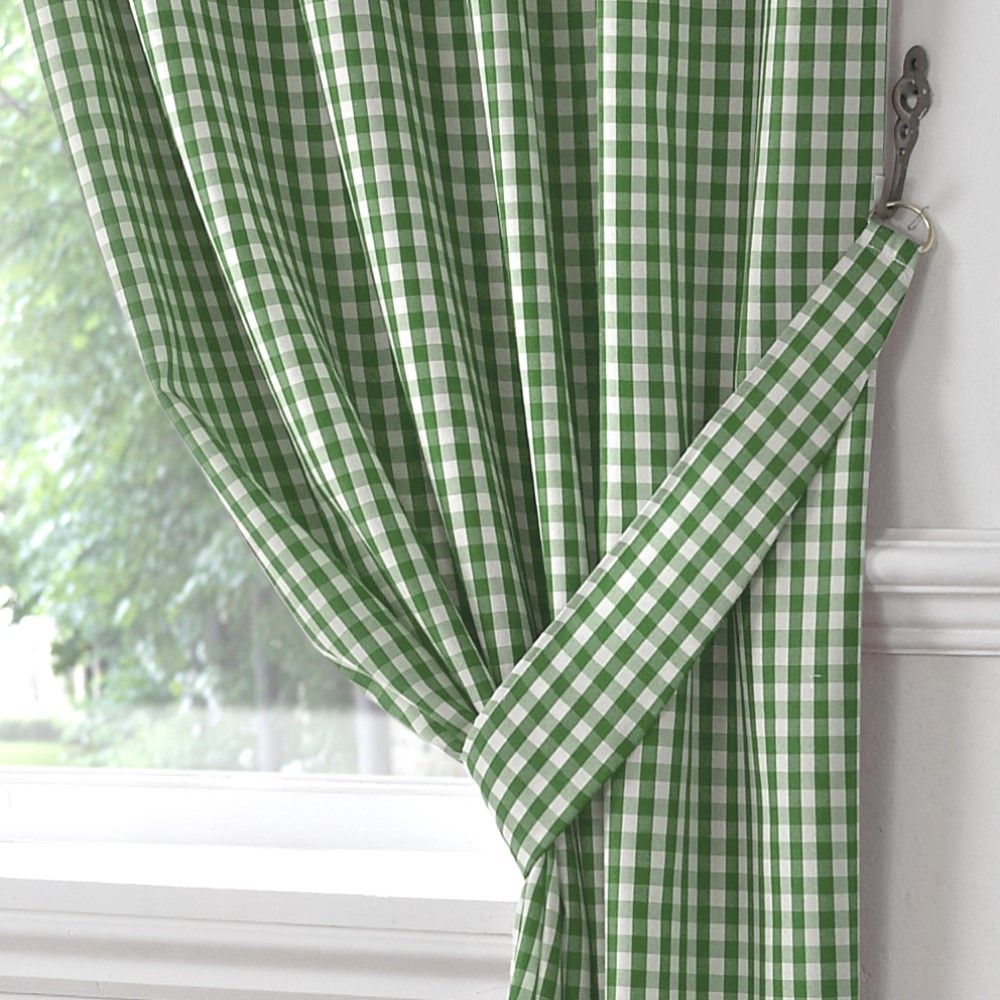 Gingham Check Kitchen Tape Top Curtains Red Blue Black Yellow Green 