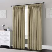 Plain Chenille Fully Lined Tape Top Curtains - Natural
