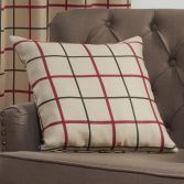 Highland Check Textured Cushion Cover - Natural & Red