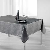 Palacio Silver Printed Tablecloth - Charcoal Grey