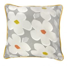 Aura Floral 100% Cotton Cushion Cover - Grey