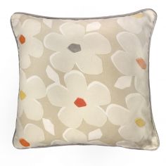 Aura Floral 100% Cotton Cushion Cover - Natural