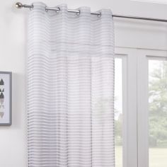 Barbados Ombre Stripe Eyelet Voile Curtain Panel - Grey