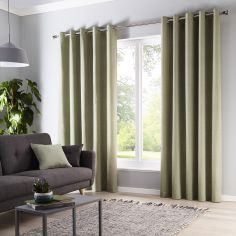 Sorbonne 100% Cotton Fully Lined Eyelet Curtains - Green