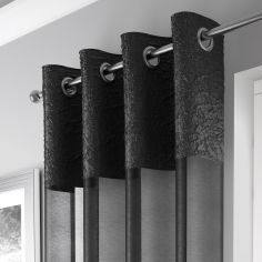 Elegant Madeira Ring Top Voile Curtain Panel - Black