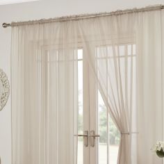 Lucy Slot Top Pair of Voile Curtains - Natural Cream