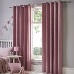 Sorbonne Plain Lined Eyelet Curtains - Blush Pink