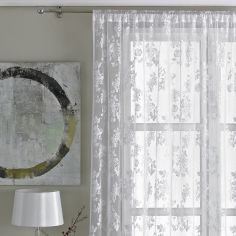 Vintage Floral Lace Curtain Panel - White