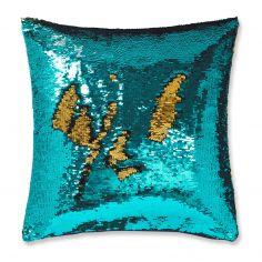 Catherine Lansfield Sequin Mermaid Cushion Cover - Peacock Blue