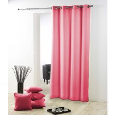 Essentiel Plain Single Curtain Panel with Plastic Eyelets - Coral Pink