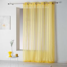 Bandas Eyelet Voile Curtain Panel with Vertical Stripes - Yellow