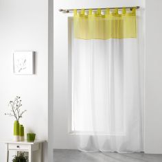 Duo Two-Tone Tab Top Voile Curtain Panel - White & Chartreuse Yellow