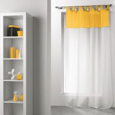 Duo Two-Tone Tab Top Voile Curtain Panel - White & Yellow