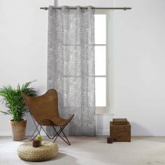 Eucalys Printed Eyelet Voile Curtain Panel - Charcoal Grey