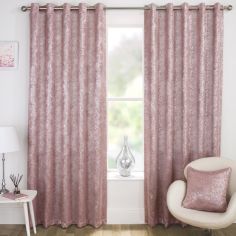 Halo Textured Metallic Eyelet Blockout Curtains - Pink