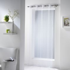 11070 Fine Fishnet Voile Curtain Panel with Eyelets - White