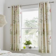 Dionne Floral Fully Lined Eyelet Curtains - Multi