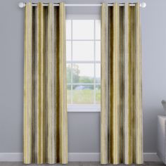 Garda Striped Ochre Yellow Made To Measure Curtains