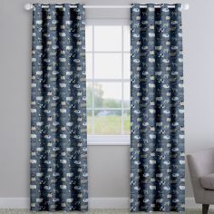 Baa Baa Sheep Denim Blue Made To Measure Curtains