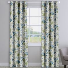 Hampton Dusk Blue Traditional Floral Made To Measure Curtains