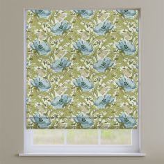 Decorama Cornflower Blue & Green Floral Roman Blind