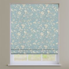 Etched Wedgewood Blue Delicate Floral Roman Blind