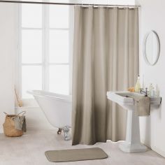 Essencia Plain Shower Curtain Extra Long Drop with Hooks -  Taupe
