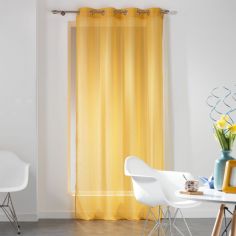 Dandy Woven Look Eyelet Voile Curtain Panel - Yellow