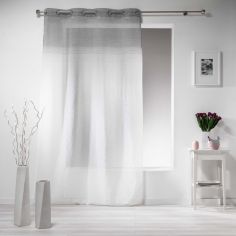 Embrun Ombre Striped Eyelet Voile Curtain Panel - Silver Grey