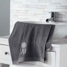 Talisman 100% Cotton Embroidered Towel - Charcoal Grey