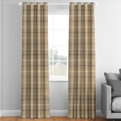 Mull Latte Check Made to Measure Curtains
