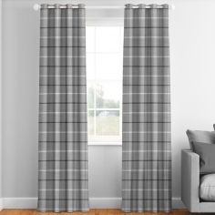 Grey Mull Check Made to Measure Curtains