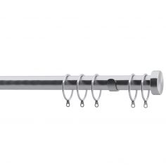 Stud End Cap Fixed 28mm Complete Curtain Pole Set - Satin Silver