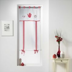 The Gourmand Straight Voile Tie Blind with Tab Top - Red White