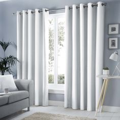 Sorbonne Fully Lined Eyelet Curtains - White