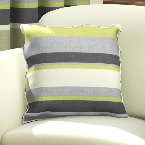 Green Natural & Grey Striped Cushion Cover
