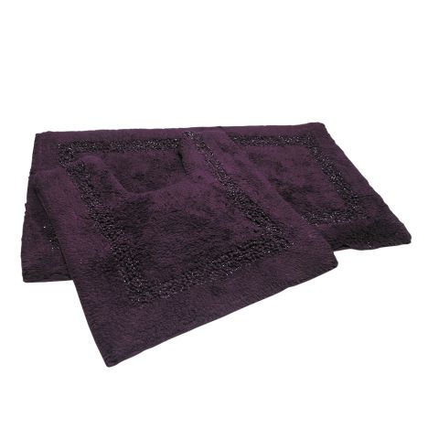 Sparkly 100% Cotton Bath Mat Set - Purple