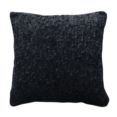 Chenille Textured Sparkle Glitter Cushion Cover - Black