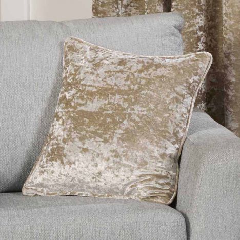 Plush Crushed Velvet Self Piped Cushion Cover - Silk