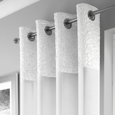 Elegant Madeira Ring Top Voile Curtain Panel - White