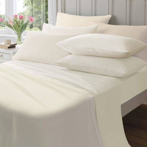 Catherine Lansfield Pair of 145gsm Plain Dyed Flannelette Pillowcases - Cream