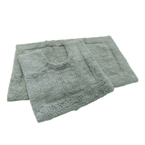 Super Soft 100% Cotton Pile Bath Mat Set - Grey