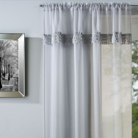 Savannah Slot Top Voile Curtain Panel - Silver Grey