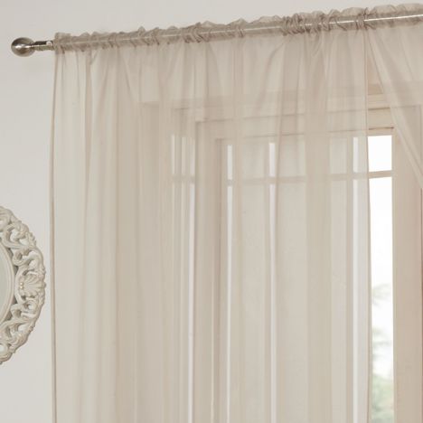 Lucy Slot Top Voile Curtain Panel - Natural Cream