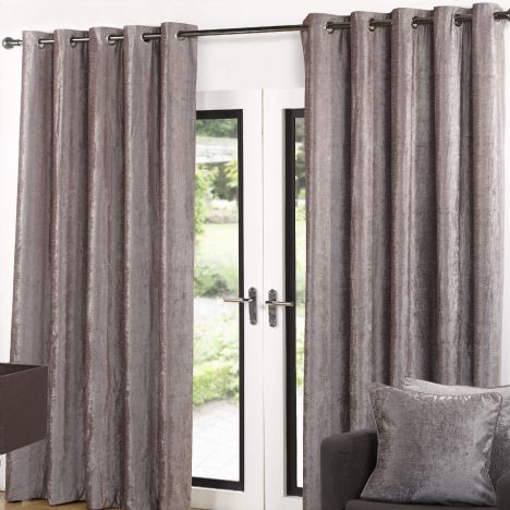 Luxury Velvet Fully Lined Ring Top Curtains - Latte Natural